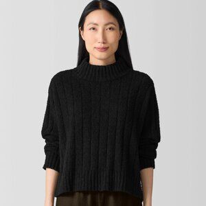 Eileen Fisher Fluff Rib Turtleneck Sweater Black